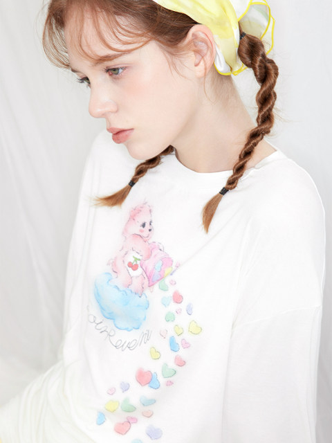 Soirreverie White Rainbow Candy Print Thin Sun Protection Long-Sleeved T-Shirt Basic Versatile Round Neck Top for Women