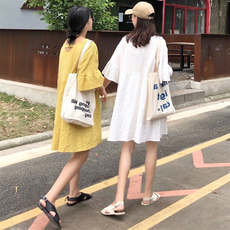 Kuang Qiao pregnant women summer top T-shirt short sleeve pregnant women's dress medium and long version maternity dress pregnant women skirt doll skirt