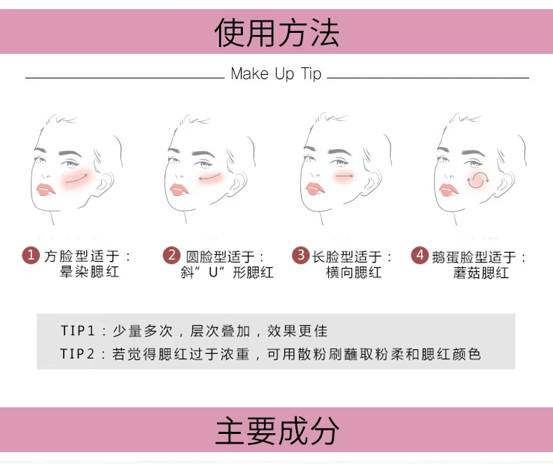 Các saem tươi đơn sắc má hồng sửa chữa năng lực bóng bột trang điểm sáng trang điểm nude bóng mũi trực tiếp thư - Blush / Cochineal bảng má kryolan
