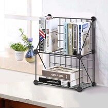 Desktop bookshelf shelf Tiered wrought iron dormitory office space-saving cosmetics sundries storage artifact