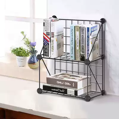 Desktop bookshelf shelf Layered wrought iron dormitory Office space-saving cosmetics sundries storage artifact