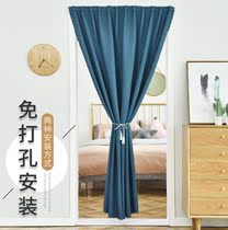 Cloth Art Door Curtain Partition Curtain Wind-proof Home Kitchen Bathroom Free-punch fitting room Bedroom Air conditioning Magic sticker Half-curtain