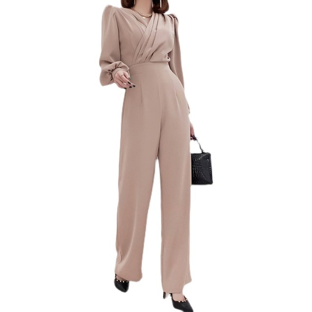 2022 Spring New Korean Version V-neck Slim Bodysuit Fashionable Waist Slim Professional Goddess Jumpsuit