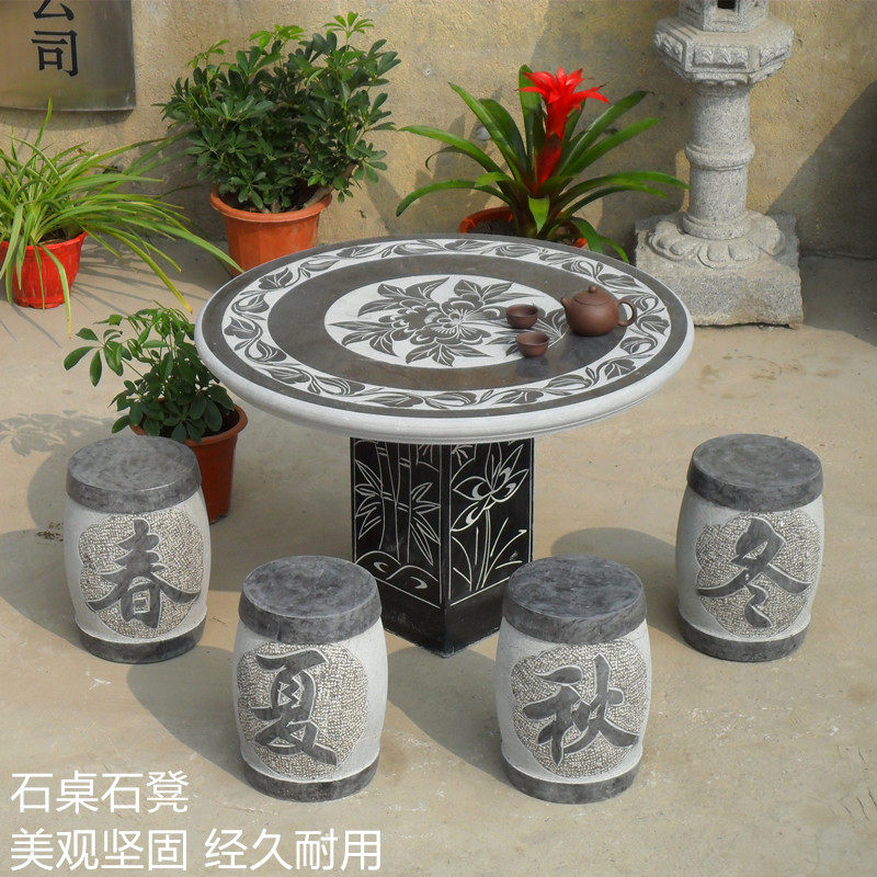 Stone Table Stone Bench Stone Chair Green Stone Outdoor Granite Marble Outdoor Garden Villa Courtyard Home Stone Table