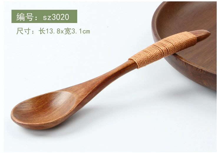 Nhật Bản phong cách gỗ rắn trẻ em bọc gỗ thìa gỗ tự nhiên mật ong muỗng bộ đồ ăn bằng gỗ lớn gỗ nhỏ thìa tùy chỉnh - Đồ ăn tối bộ chén đĩa cao cấp