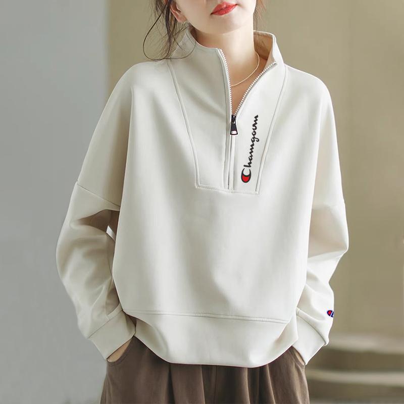 チャンピオン凌宇ハーフジップスウェットシャツレディース2025春秋新作ハイストリートデザインカジュアルスタンドカラー長袖ジャケットトレンド