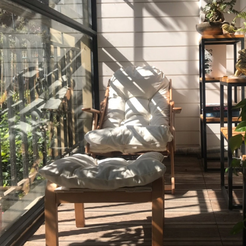 Recliner balcony home leisure Nordic Sun Sun old man folding lunch break chair solid wood beach nap lazy chair