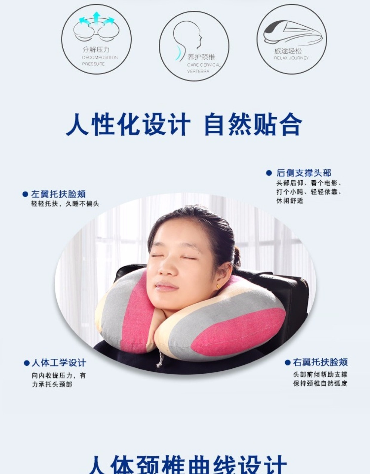 Gối hình chữ U Gối cổ Hình chữ U sức khỏe cột sống cổ gối đặc biệt Gối NAP máy bay du lịch gối nghỉ trưa kiểu u - Gối gối chữ u cao su non