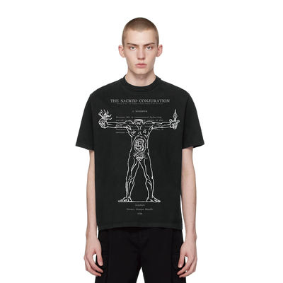 trendy short-sleeved man parody print heavyweight cotton hip-hop loose couple instagram casual T-shirt for women