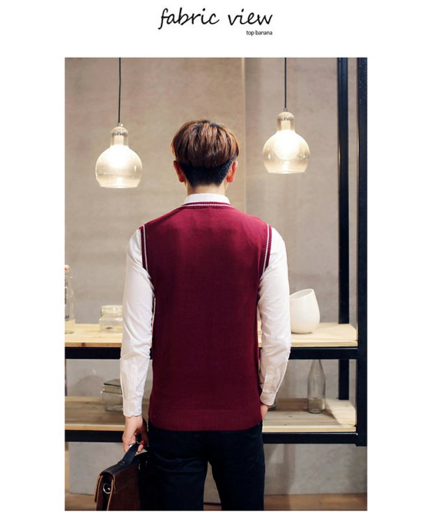 Mùa thu và mùa đông học sinh nam len len áo len không tay áo len cổ chữ V áo thun vest vest vest áo len mỏng
