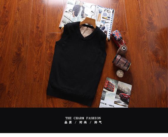 Mùa thu đông ấm áp cộng với áo vest độn nhung nam thanh niên Slim không tay đan áo thun cổ chữ V bộ vest nam trẻ trung