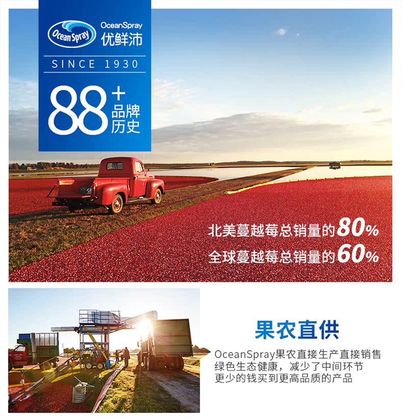 优鲜沛 OceanSpray 减糖蔓越莓汁 1.5L*3瓶 图8