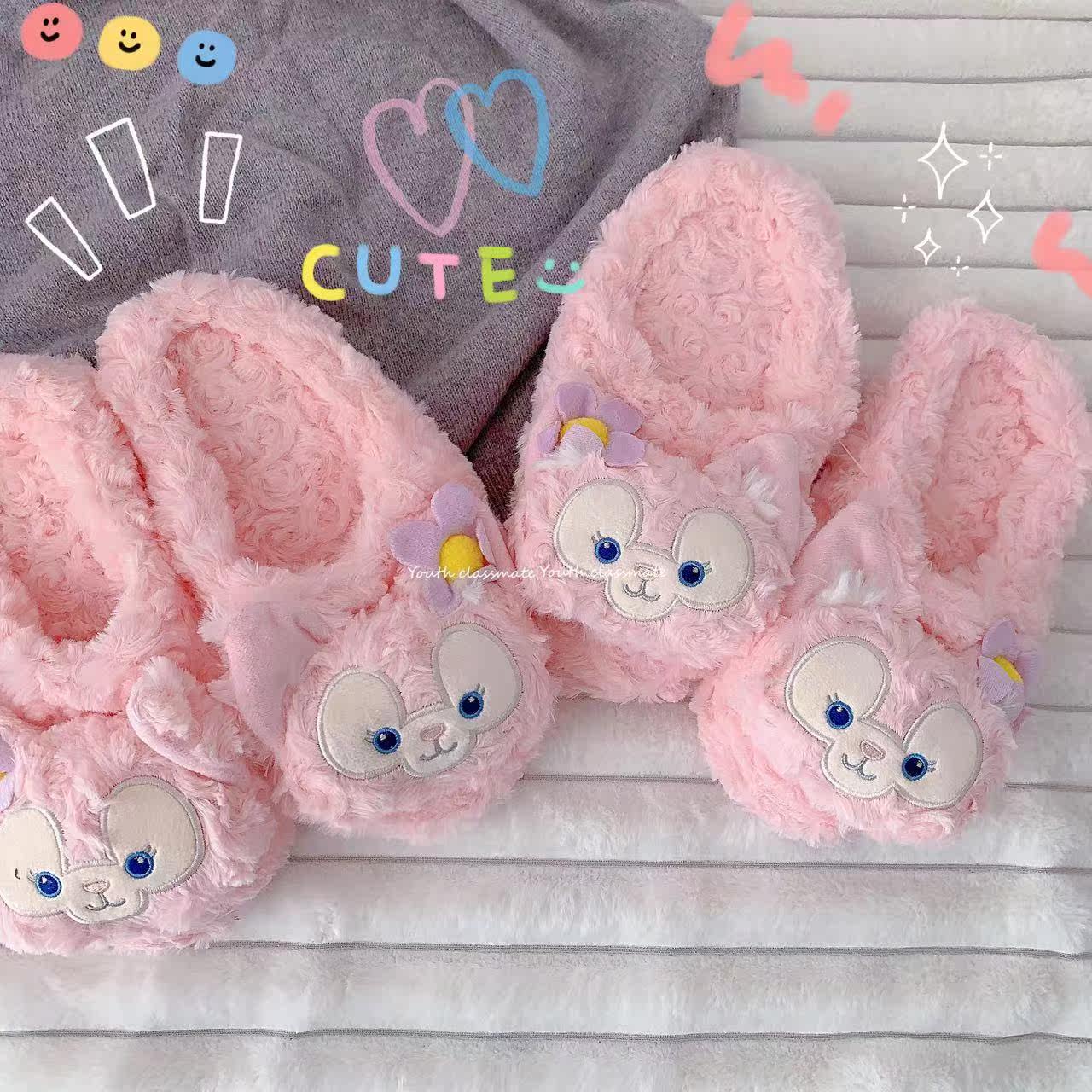 Cute Lingna Belle slippers little fox cotton slippers home bedroom warm mop indoor floor mop winter Stella