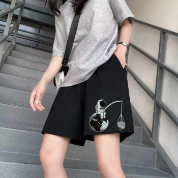 Fat mm sports shorts women's summer summer style korean loose high-waist outer wear ກາງເກງຫ້າຈຸດຂະຫນາດໃຫຍ່ສີດໍາ ins trendy ກາງເກງກາງເກງກາງເກງ