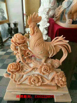 Marble Night Xia Red Rooster Stone Sculpture Artwork Hanbai Jade Green Stone Stone Indoor Pendulum sculptures Elephant Kirin