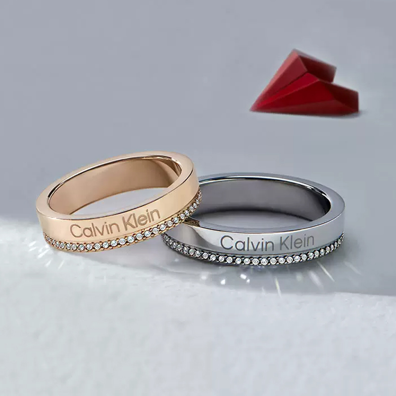 [Women's Gift] Calvin Klein Official Genuine Ck Couple Rings Light Luxury High-End Niche Design Trend