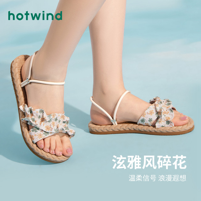 ເກີບຜູ້ຍິງແບບຮ້ອນ 24 ຮູບແບບ summer ໃຫມ່ຂອງແມ່ຍິງ versatile flat two-wear sandals beach floral fashion sandals for women to wear outside