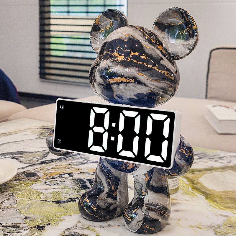 Творческий жестокий медведь спальня гостиная настольные цифровые часы на крыльце дисплей электронных часов будильник студенческие часы украшение