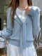 Korean Style Shawl Fake Two-Piece Knit Sweater for Women 2026 Early Spring New Loose Slimming Stylish Age-Reducing Long-Sleeve Top