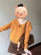 Orange Hollow-Out Crochet Large Lapel Knit Sweater for Women, Perfect for Fall and Winter, a Very Stylish Inner Layer or Base Shirt
