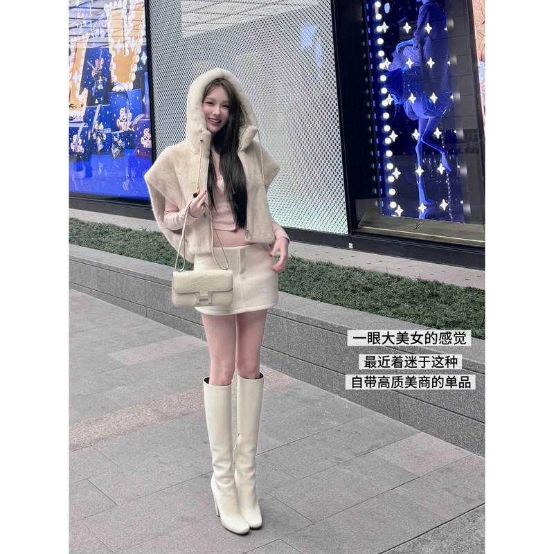 Lady Ww Same Style Korean White High-Heeled Long Boots Round Toe Slimming Elegant Chunky Heel Fashion Boots for Women Lady Ww Same Style Korean White High-Heeled Long Boots Round Toe Slimming Elegant Chunky Heel Fashion Boots for Women
