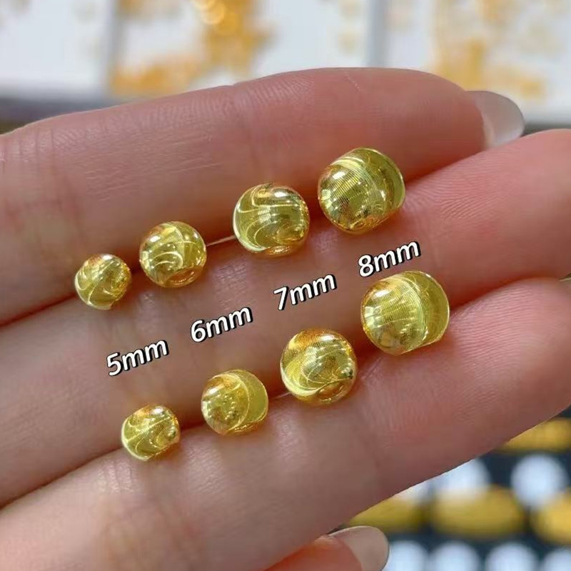 【Jin Ci Jewelry】Shuibei Gold Fortune Beads Small Gold Beads Pure Gold 999 DIY Cat's Eye Beads Loose Beads Round Beads