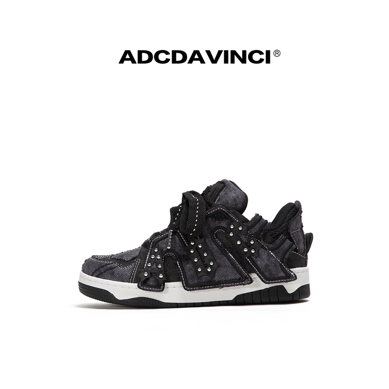 Wang Lujie's Same Style Adc Da Vinci Adcdavinci Mcflurry Gothic Broken Star Studded Breadboard Shoes