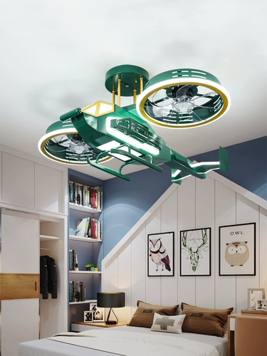 Вентилятор, самолет для детской комнаты, креативная люстра для мальчиков, вертолет, потолочный светильник для спальни, сражение