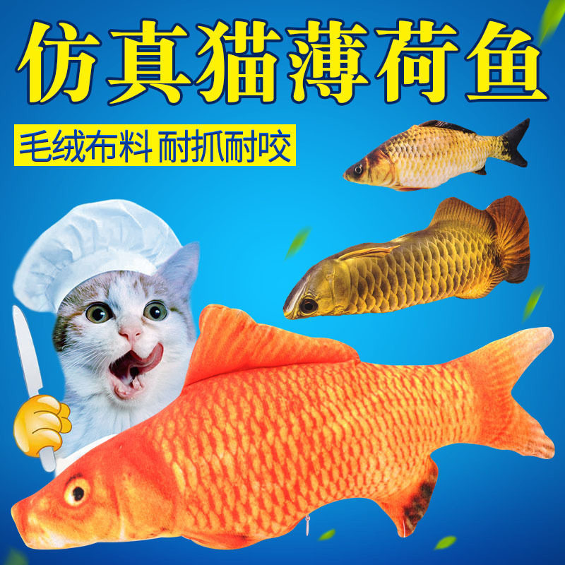 Cat Toy Catnip Fish Pillow Cat Pillow Pet Simulation Cat Fish Toy Plush Cat Amusement Stick Cat Supplies