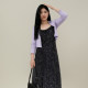 Feimu plus size 2024 summer new floral chiffon suspender dress fat mm slim knitted cardigan set two-piece