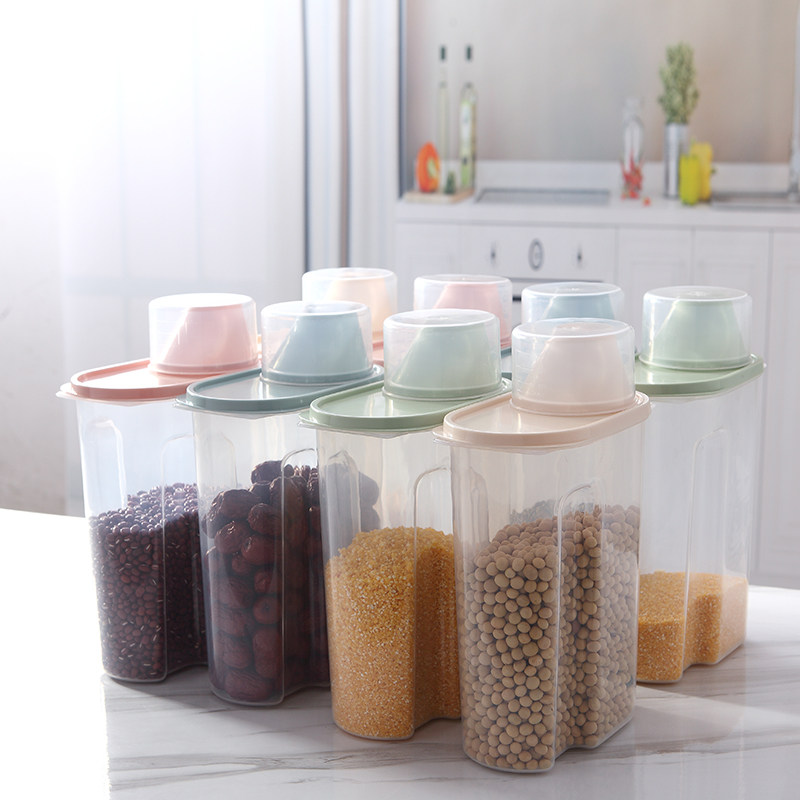 Large-capacity grain storage tank with lid moisture-proof soybean sealed tank millet barrel dry grain transparent household storage