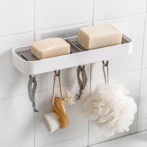 Non-perforated soap box Toilet Bathroom Non-marking suction cup soap box Wall-mounted drain storage shelf with towel rack