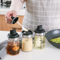 Kitchen Condiment Bottle Glass Seasoning Jars Home Salt Sugar Jars Condiment Box Suit MSG Zoog Seal With Spoon Oil Bottle