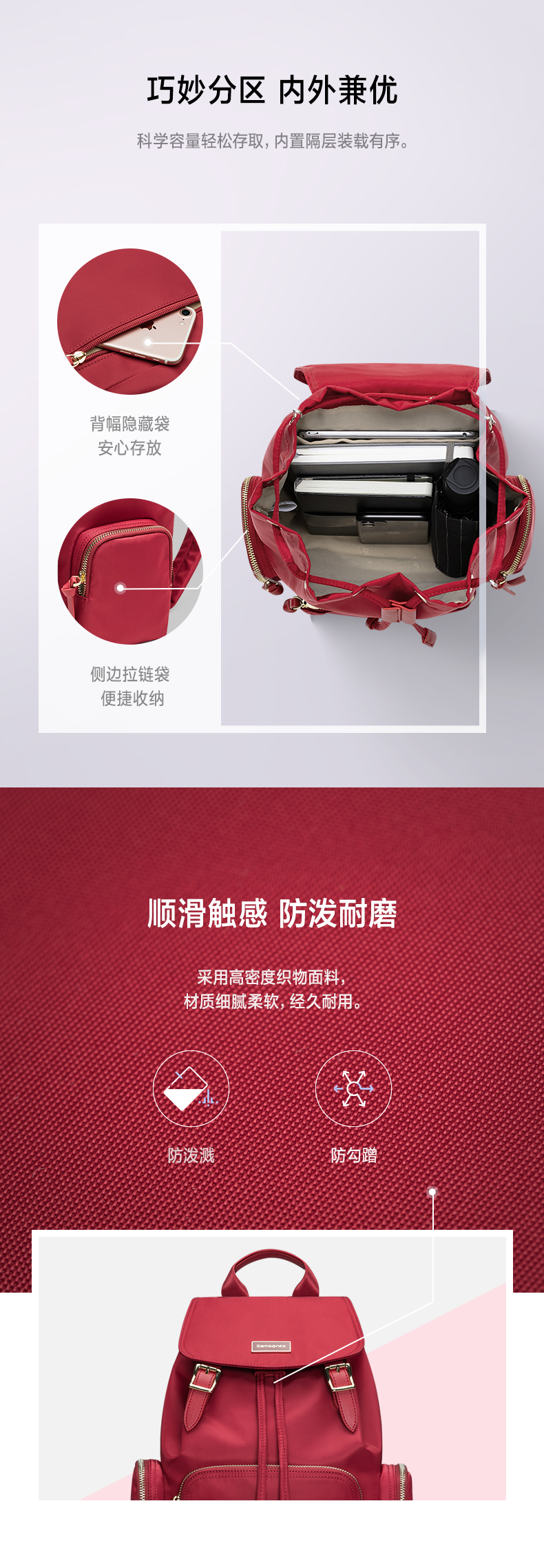 新秀丽 TQ4 女款时尚双肩包 18L 图5