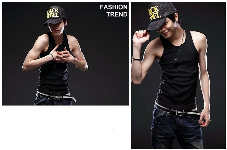 Áo vest nam Cotton Slim co giãn đáy áo thể thao Áo len nam Áo hở vai áo khoác lông