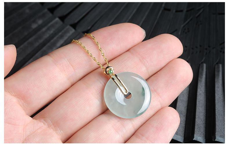 Yizhenge Phát sóng trực tiếp Đức Phật Guanyin Vòng đeo tay Vòng tay Vòng hoa tai Stud Vàng Vàng Vàng Inlay Jade - Vòng đeo tay Clasp vòng tay nữ đẹp