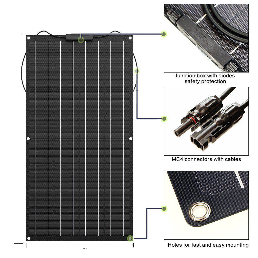 Monocrystalline silicon flexible solar panel ETFE photovoltaic panel monocrystalline battery 12V battery charging 100w household