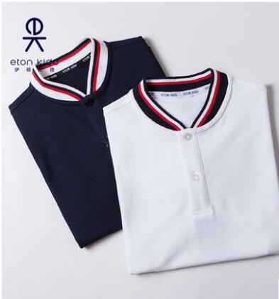 Eaton Gide College style men's and women's cotton short-sleeved casual stand-up collar white navy blue T-shirt polo shirt 13T012 13