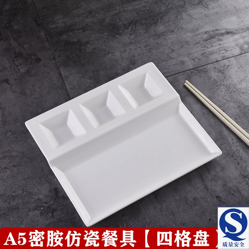 Dày A5 Bộ đồ ăn bằng sứ Melamine Bộ đồ ăn BBQ Tấm nướng Vịt nướng Tấm nhúng Tấm lưới thương mại Bốn tấm lưới Tấm lưới nhựa - Đồ ăn tối