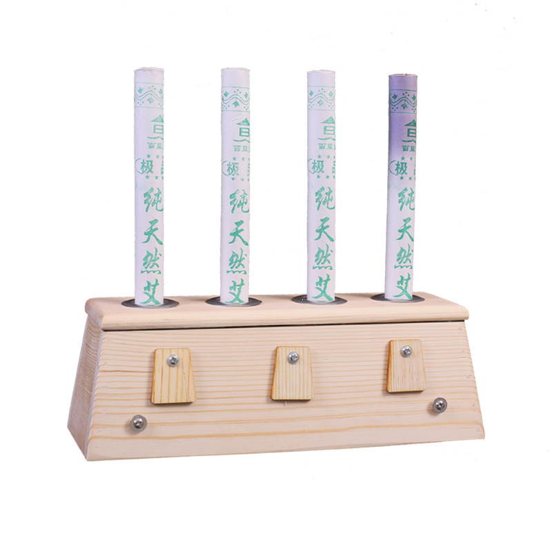 Solid wood long four - hole thickening four - hole solid wooden acupuncture box 4 eye - amp acupuncture box