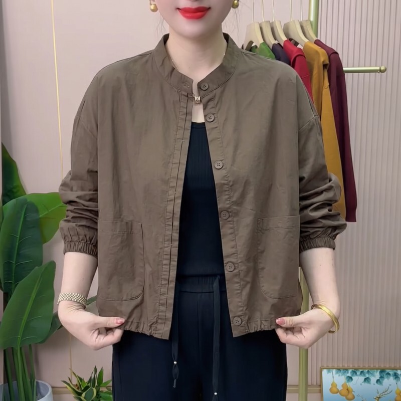Korean Style Solid Color Versatile Plus-Size Slimming Jacket 2026 Autumn New Age-Reducing Loose Casual Women's Cardigan