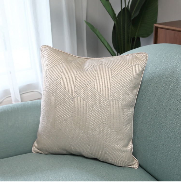 Hình học ánh sáng sang trọng gối hiện đại tối giản Bắc Âu đệm trang trí mô hình phòng sofa mềm gối màu be xám vàng gối ôm kèm chăn