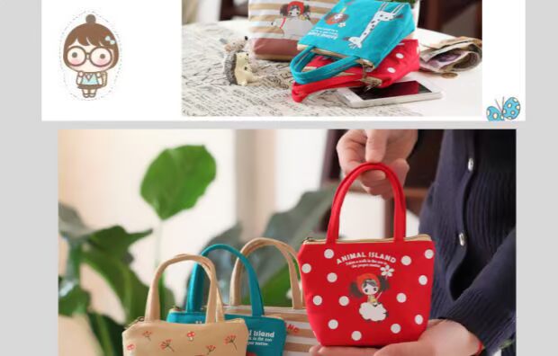 Cô gái dễ thương còng tay phim hoạt hình vải xu xu ví vải túi túi tiền xu gói gian hàng cung cấp bán buôn bóp gucci