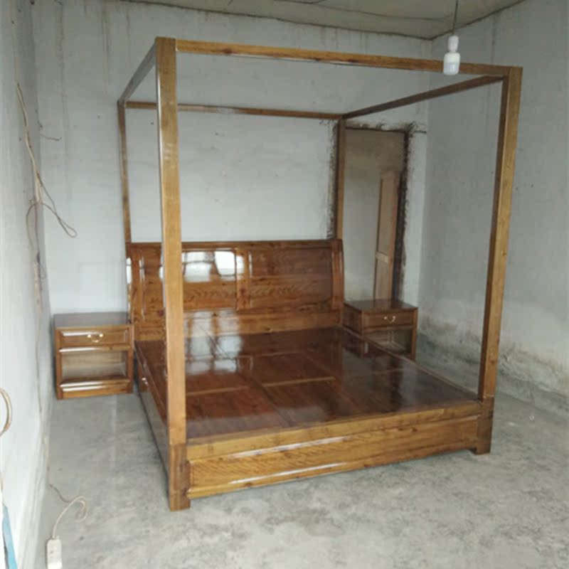 Nan Wooden Sichuan leaflets Machilus solid wood furniture 1 8 meters Chinese nanmu bed bedroom full of real wood