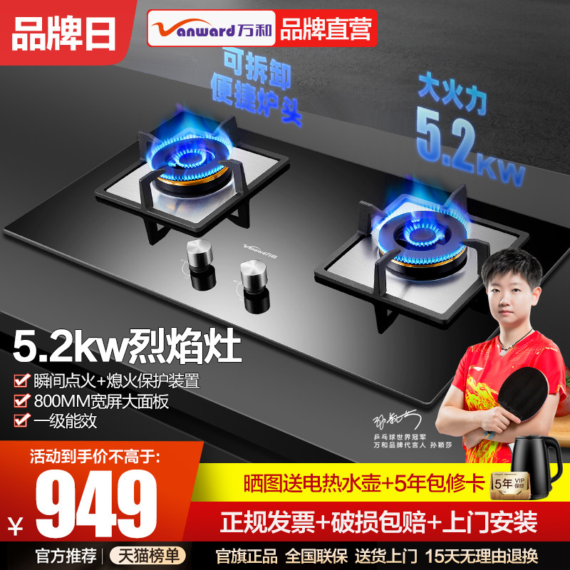 ten thousand and gas stove 5 2KW large firepower gas Home table Dual-use gas stove Double-mouth gas stove Embedded B9