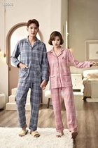 The Elegant Spring Autumn Winter Couples Kin Skin cotton long sleeves Turtlenecks Cardiovert Pajamas Sleeping Clothes 53762 53761