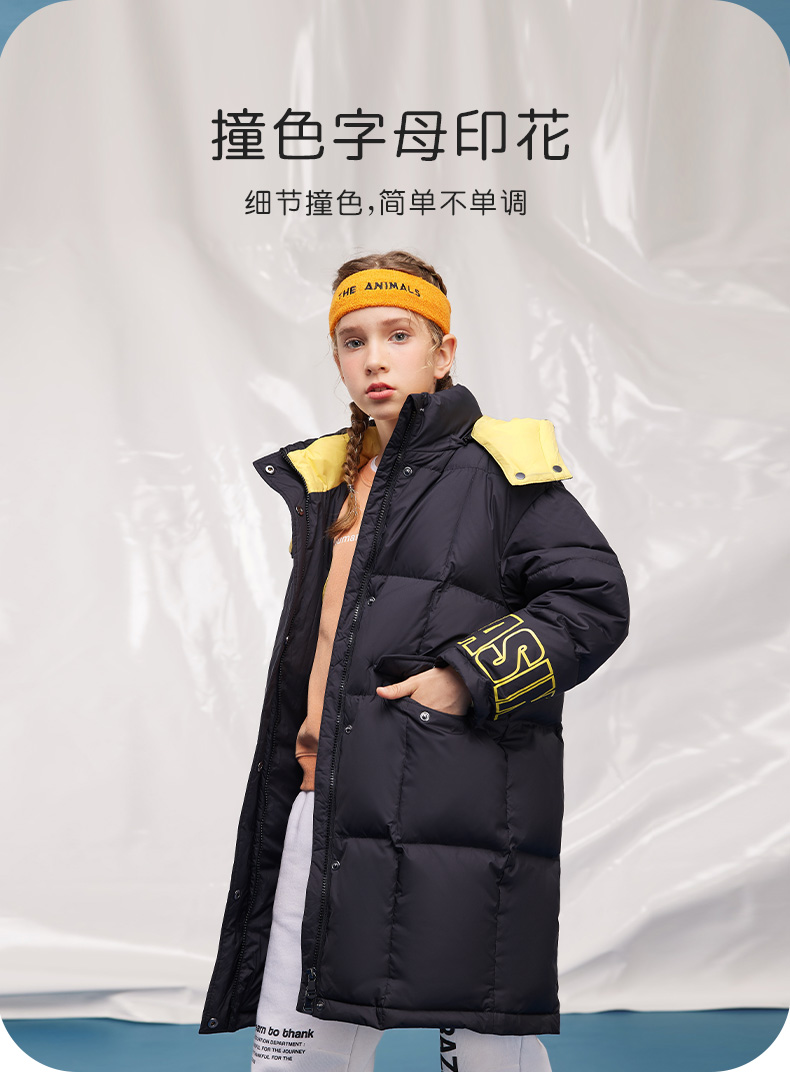 高梵 儿童中长款羽绒服 90白鸭绒 图7