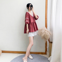 2021 new summer two-piece pants loose slim doll shirt top shorts casual fashion set women foreign style