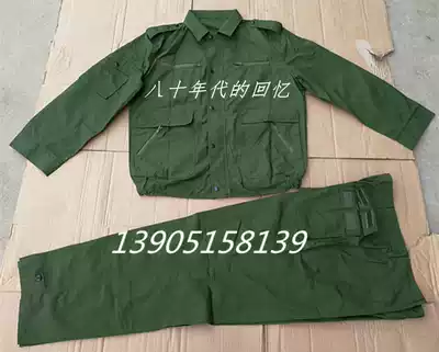 Old-fashioned 87 summer clothes Large pocket stand pocket with fart pocket Army green overalls machine repair clothes