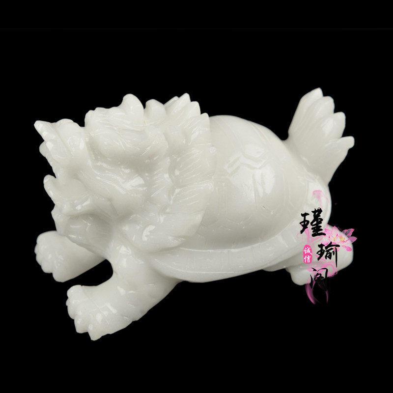 Natural Afghanistan white jade dragon tortoise pendulum piece Seiko sculpted home Shops Living Room Office Furnishing Adornment